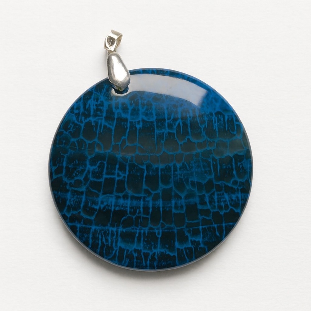 Statement Blue and Black Dragon Vein Agate Pendant